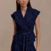 Charley Structured Tie Denim Top – Indigo Blue Charley Structured Tie Denim Top – Indigo Blue