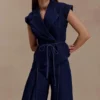 Charley Structured Tie Denim Top – Indigo Blue Charley Structured Tie Denim Top – Indigo Blue