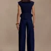 Charley Structured Tie Denim Top – Indigo Blue Charley Structured Tie Denim Top – Indigo Blue