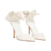 Charmed Satin Bow Heel – White Charmed Satin Bow Heel – White