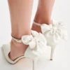 Charmed Satin Bow Heel – White Charmed Satin Bow Heel – White