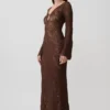 Chelsea Lurex Crochet Maxi Dress – Bronze