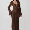 Chelsea Lurex Crochet Maxi Dress – Bronze