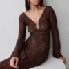 Chelsea Lurex Crochet Maxi Dress – Bronze