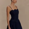 Cheyenne Scallop Denim Mini Dress – Indigo Blue