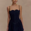 Cheyenne Scallop Denim Mini Dress – Indigo Blue