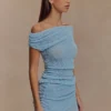 Chloe Off Shoulder Boucle Knit Top – Light Blue Chloe Off Shoulder Boucle Knit Top – Light Blue