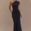 Chloe Peached Jersey One Shoulder Midi Dress – Black Chloe Peached Jersey One Shoulder Midi Dress – Black