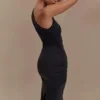 Chloe Peached Jersey One Shoulder Midi Dress – Black Chloe Peached Jersey One Shoulder Midi Dress – Black