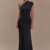 Chloe Peached Jersey One Shoulder Midi Dress – Black Chloe Peached Jersey One Shoulder Midi Dress – Black