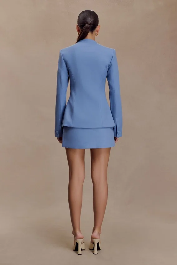 Christel Suiting Fitted Blazer – Ocean Blue Christel Suiting Fitted Blazer – Ocean Blue