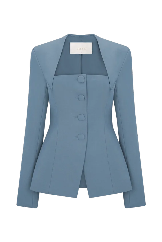 Christel Suiting Fitted Blazer – Ocean Blue Christel Suiting Fitted Blazer – Ocean Blue