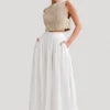 Clarence Linen A-Line Maxi Skirt – White