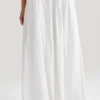 Clarence Linen A-Line Maxi Skirt – White