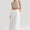 Clarence Linen A-Line Maxi Skirt – White