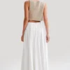 Clarence Linen A-Line Maxi Skirt – White