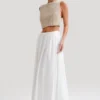 Clarence Linen A-Line Maxi Skirt – White