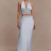 Clementine Chiffon Hand Beaded Maxi Skirt – Pale Blue Clementine Chiffon Hand Beaded Maxi Skirt – Pale Blue