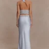 Clementine Chiffon Hand Beaded Maxi Skirt – Pale Blue Clementine Chiffon Hand Beaded Maxi Skirt – Pale Blue