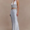 Clementine Chiffon Hand Beaded Maxi Skirt – Pale Blue Clementine Chiffon Hand Beaded Maxi Skirt – Pale Blue