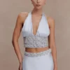 Clementine Chiffon Hand Beaded Top – Pale Blue Clementine Chiffon Hand Beaded Top – Pale Blue