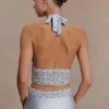 Clementine Chiffon Hand Beaded Top – Pale Blue Clementine Chiffon Hand Beaded Top – Pale Blue