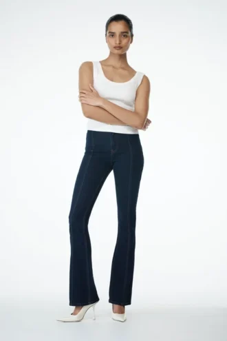Clio Paneled Flare Jeans – Indigo Blue