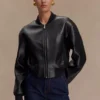 Codi Faux Leather Bomber Jacket – Black