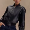 Codi Faux Leather Bomber Jacket – Black