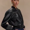 Codi Faux Leather Bomber Jacket – Black