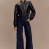 Codi Faux Leather Bomber Jacket – Black