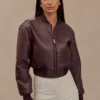 Codi Faux Leather Bomber Jacket – Merlot