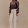 Codi Faux Leather Bomber Jacket – Merlot
