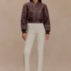 Codi Faux Leather Bomber Jacket – Merlot