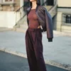 Codi Faux Leather Bomber Jacket – Merlot