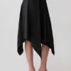 Coralie Asymmetric Satin Midi Skirt – Black Coralie Asymmetric Satin Midi Skirt – Black