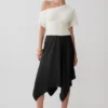 Coralie Asymmetric Satin Midi Skirt – Black Coralie Asymmetric Satin Midi Skirt – Black