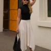 Coralie Asymmetric Satin Midi Skirt – Ivory Coralie Asymmetric Satin Midi Skirt – Ivory