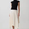 Coralie Asymmetric Satin Midi Skirt – Ivory Coralie Asymmetric Satin Midi Skirt – Ivory