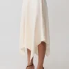 Coralie Asymmetric Satin Midi Skirt – Ivory Coralie Asymmetric Satin Midi Skirt – Ivory