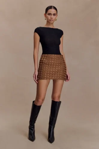 Cordia Satin Mini Skirt – Chocolate