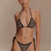 Corrie Crochet Tie Up Bikini Bottom – Black And Neutral Stripe Corrie Crochet Tie Up Bikini Bottom – Black And Neutral Stripe