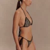 Corrie Crochet Tie Up Bikini Bottom – Black And Neutral Stripe Corrie Crochet Tie Up Bikini Bottom – Black And Neutral Stripe