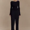 Culver Draped Twist Knit Top – Black Culver Draped Twist Knit Top – Black