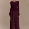 Culver Draped Twist Knit Top – Wine Culver Draped Twist Knit Top – Wine