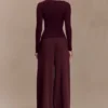 Culver Draped Twist Knit Top – Wine Culver Draped Twist Knit Top – Wine