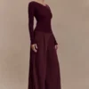 Culver Draped Twist Knit Top – Wine Culver Draped Twist Knit Top – Wine