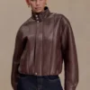 Curtis Faux Leather Bomber Jacket – Dark Chocolate