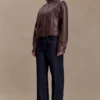 Curtis Faux Leather Bomber Jacket – Dark Chocolate