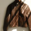 Curtis Faux Leather Bomber Jacket – Dark Chocolate
